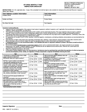 Sti Sp001 Monthly Tank Inspection Checklist  Form