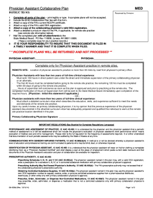  Physician Assistant Collaborative Plan  Form 2014-2024