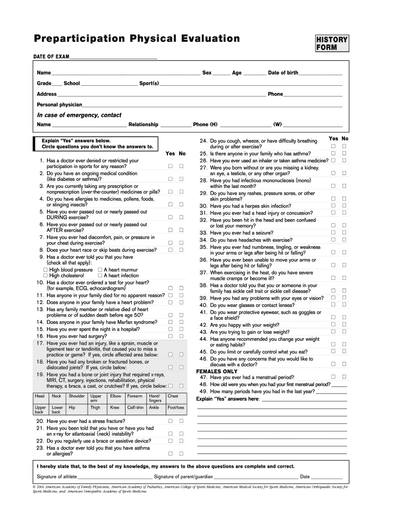 Illinois Sports Physical Form PDF