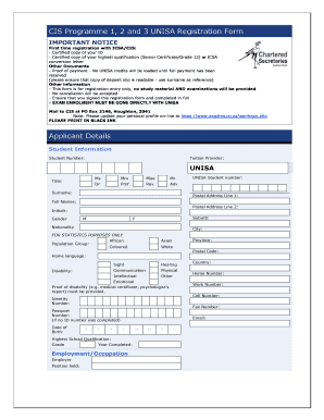 Cis Qualification Unisa  Form