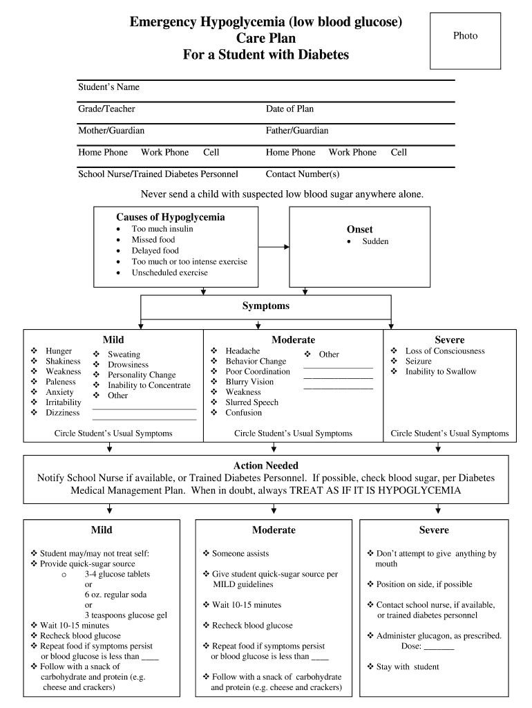 Low Blood Care Plan  Form