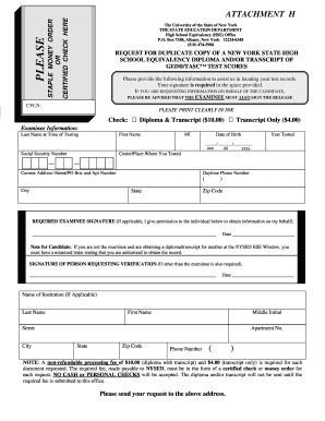 Nysed Attachment H  Form