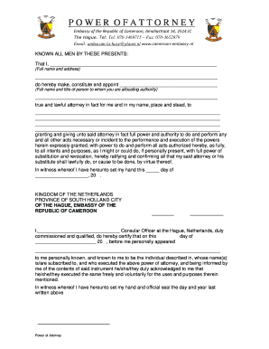 Cameroon Embassy Power of Attorney Form CGseries04