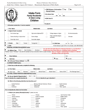 Sober Living Intake Forms