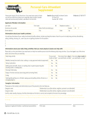  Personal Care Attendant Supplement English Mass Gov Mass 2014