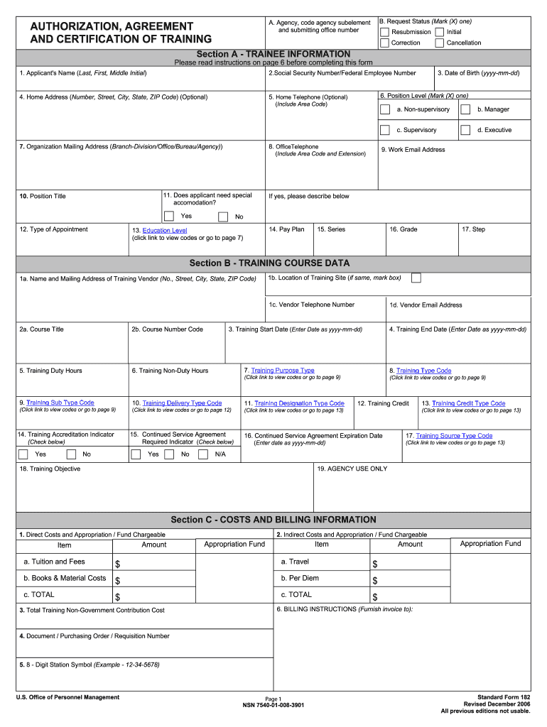 Opm Sf 182 Fillable  Form