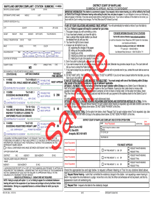 Traffic Citations Form