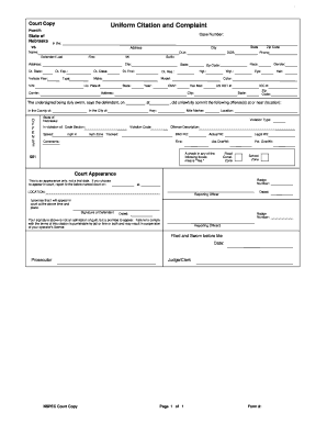 Nebraska Uniform Citation and Complaint