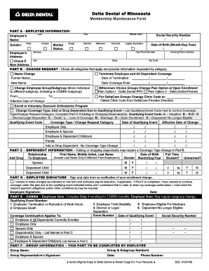 Membership Maintenance Form Delta Dental of Minnesota Deltadentalmn