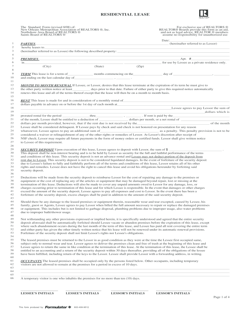 Get and Sign Louisiana Rental Lease Agreement 2008-2022 Form
