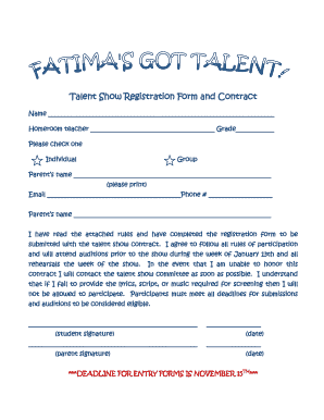 Talent Show Registration Form