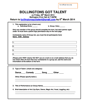 Talent Show Registration Form