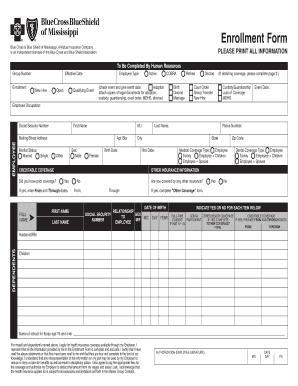 Blue Cross Blue Shield of Ms Enrollment Form