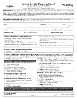 MCPS Form 455 22 Retiree Benefit Plan Enrollment Montgomery Mcps K12 Md