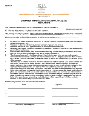 Icsa Crematorium  Form