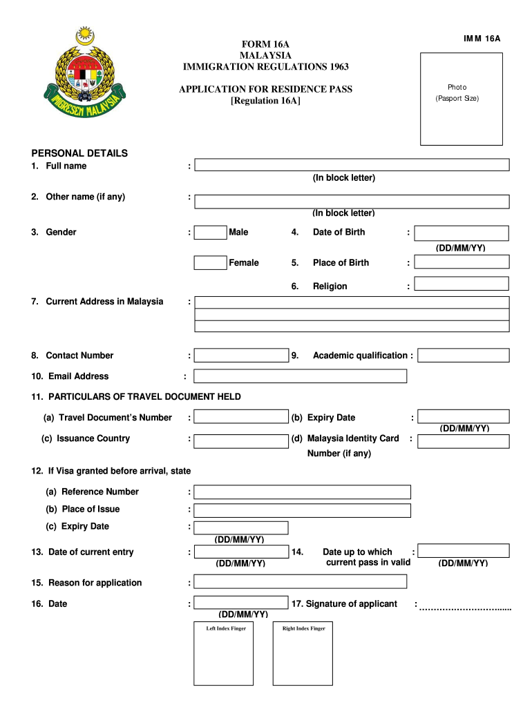 Borang Imm 16a  Form