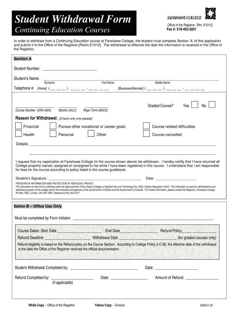  Fanshawe Withdrawal 2008-2024
