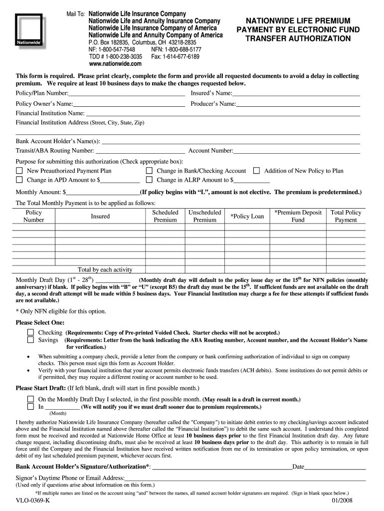  Nationwide Elecronic Transfer Form 2008-2024