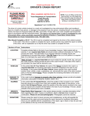 DRIVER&amp;#39;S CRASH REPORT City of Houston  Form