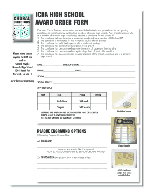 HS Award Order Form ICDA Iowa Choral Directors Association Iowachoral