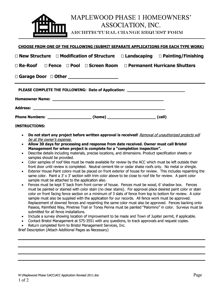  Architectural Change Request Form 2011-2024