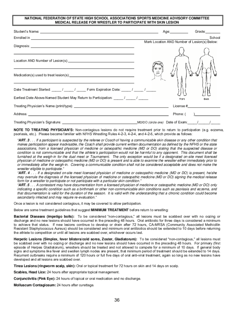 Nfhs Medical Release Form