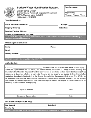  Surface Water Identification SWID Request Form Orange County Co Orange Nc 2012