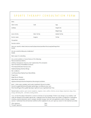 Sports Therapy Consultation Form