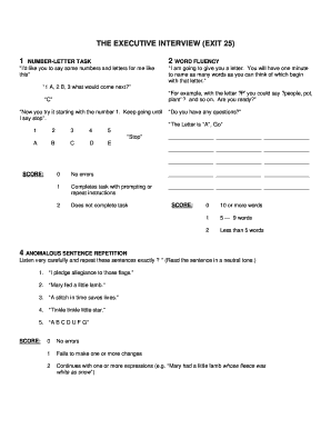 Exit 25 Assessment  Form