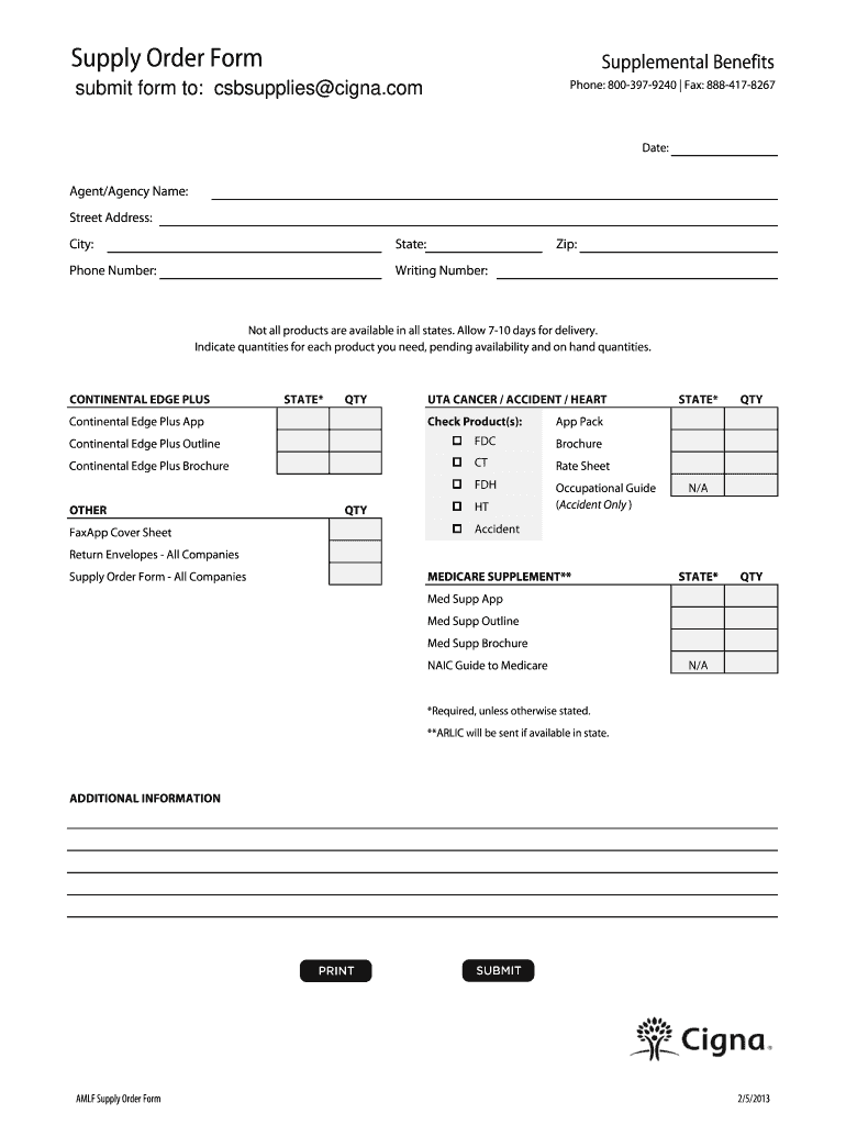  Cigna Dental Office Supply Requisition Form 2013-2024