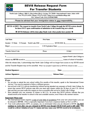  SEVIS Release Request Form North Lake College Northlakecollege 2012-2024