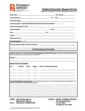 Medical Necessity Form Health Plan of Nevada