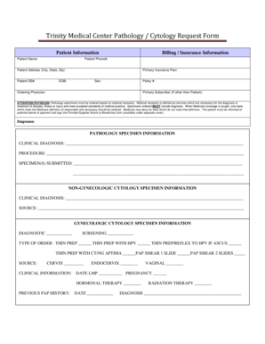 Trinity Medical Center Pathology Cytology Request Form