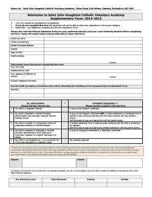 St John Houghton Supplementary Form 15