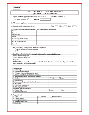 Mauritius Visa Application Form PDF