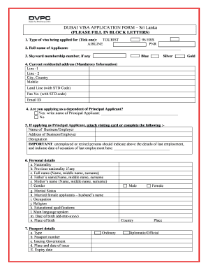 Dubai Visa PDF Download  Form