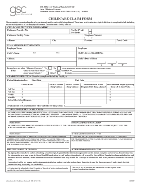 CHILDCARE CLAIM FORM Green Shield Canada