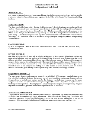 Form 100 Designation of Individual