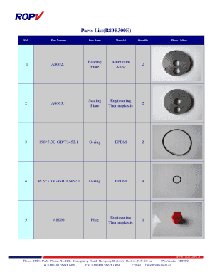 R80 E Series Parts List 300PSI 450PSI Ropv  Form