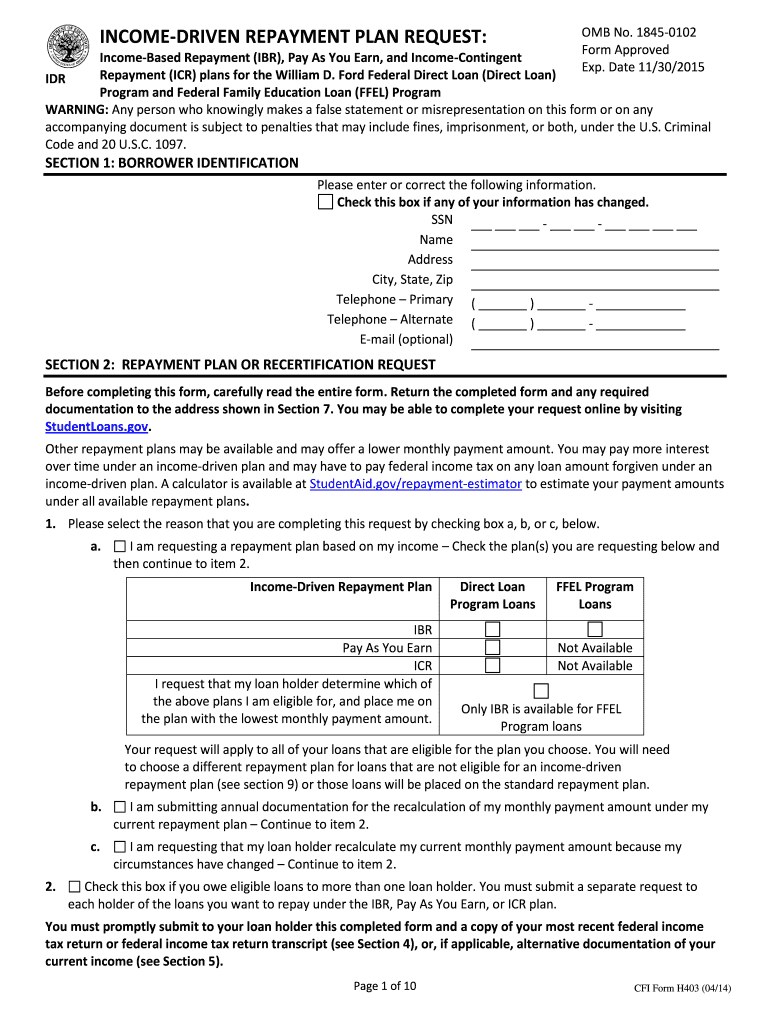 College Foundation Ibr Form