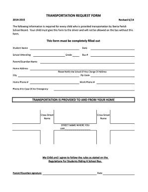 Transportation Form Iberia Parish Schools