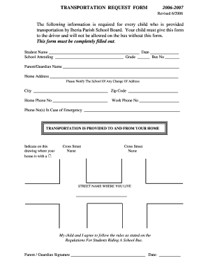 IPSB Transportation Form PDF Iberia Parish Schools