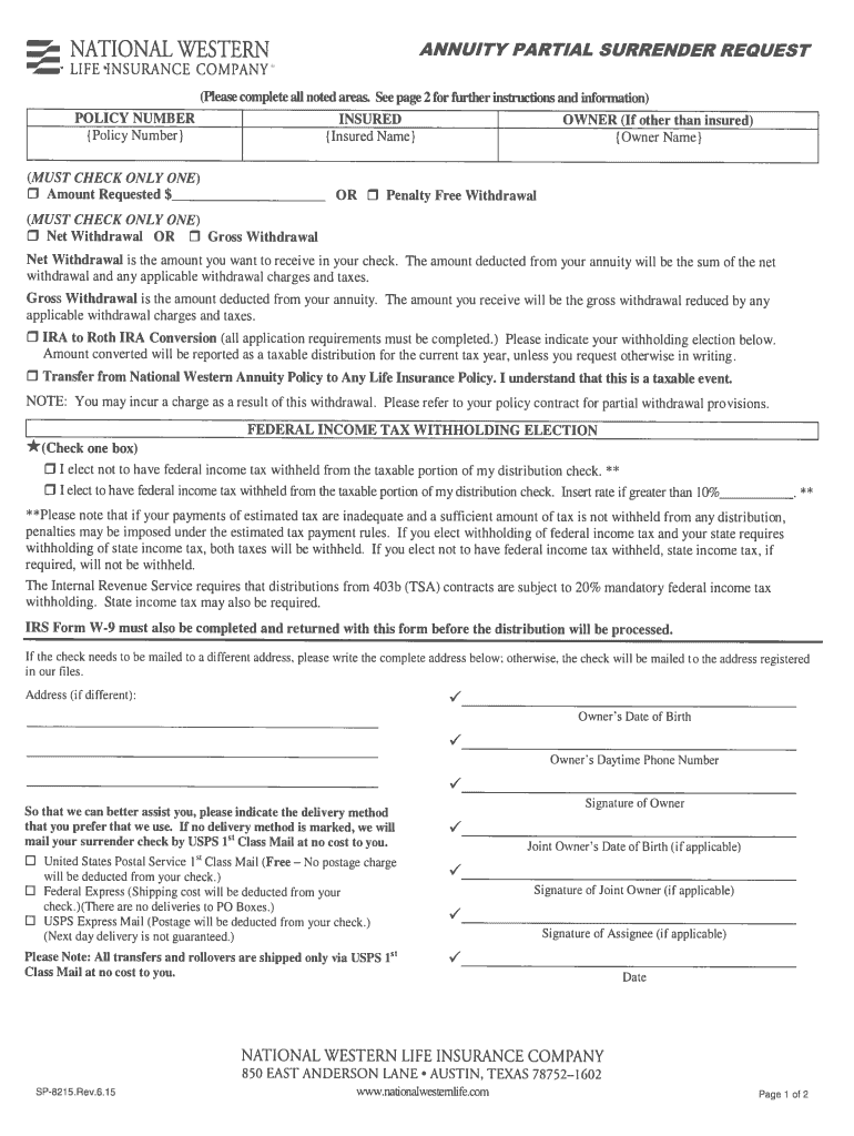  National Western Life Insurance Forms 2013