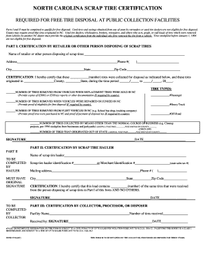 Nc Scrap Tire Form