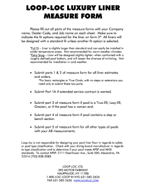 Loop Loc Measuring Form