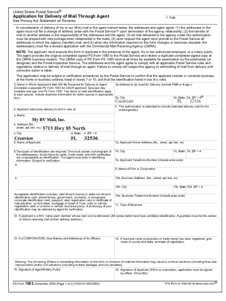 STEP by STEP INSTRUCTIONS for POSTAL FORM 1583