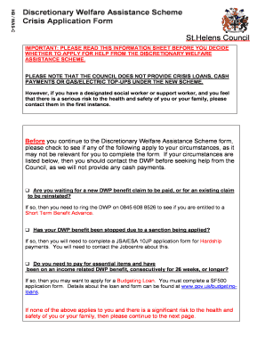 Discretionary Welfare Assistance Scheme  Form