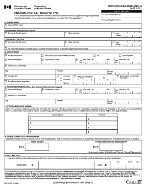 Get and Sign IMM 5373B E Financial Profile Group of Five 2009 Form