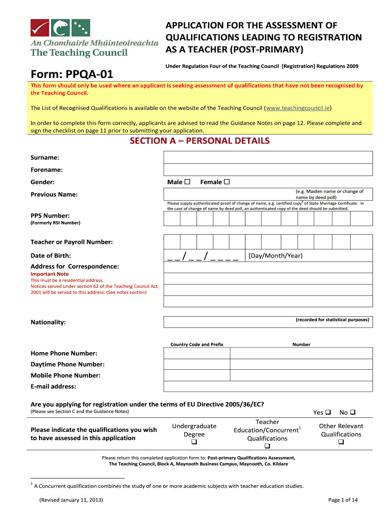 Get and Sign Ppqa 01 2013 Form