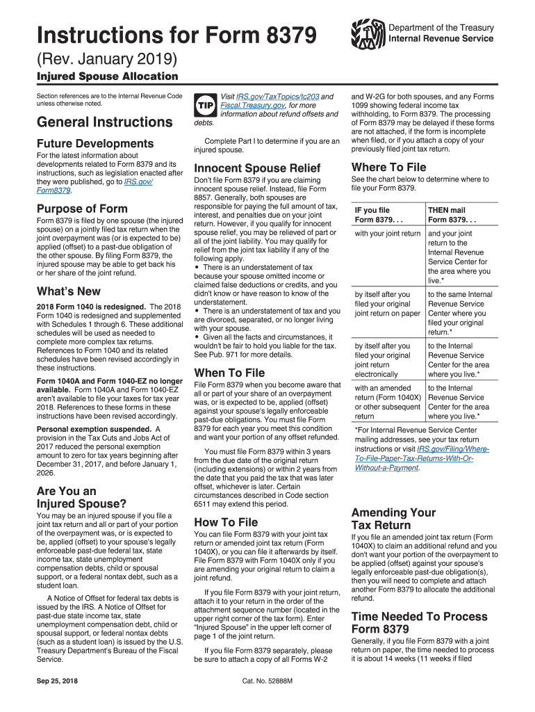  8379 Injured Spouse Form Instructions 2019